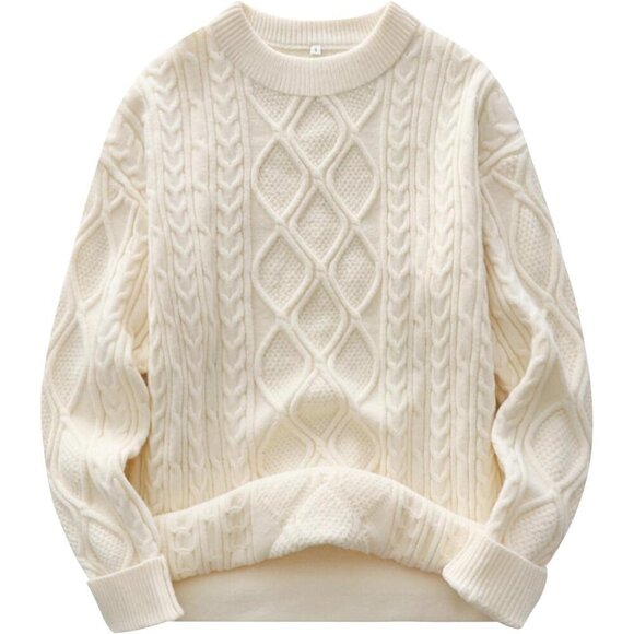 Sweaters - Women Oversized Cable Knit Sweater Thick Acrylic Nylon PBT Fall Winter